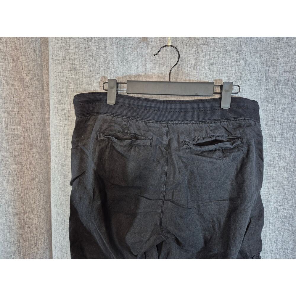 Athleta Black 100% Linen Cargo Jogger Pants Size 8 Utility Pockets - Picture 5 of 8